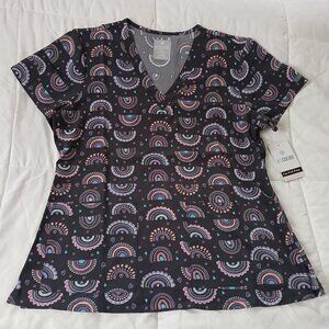 MedCouture Rainbow and Heart Scrub Top